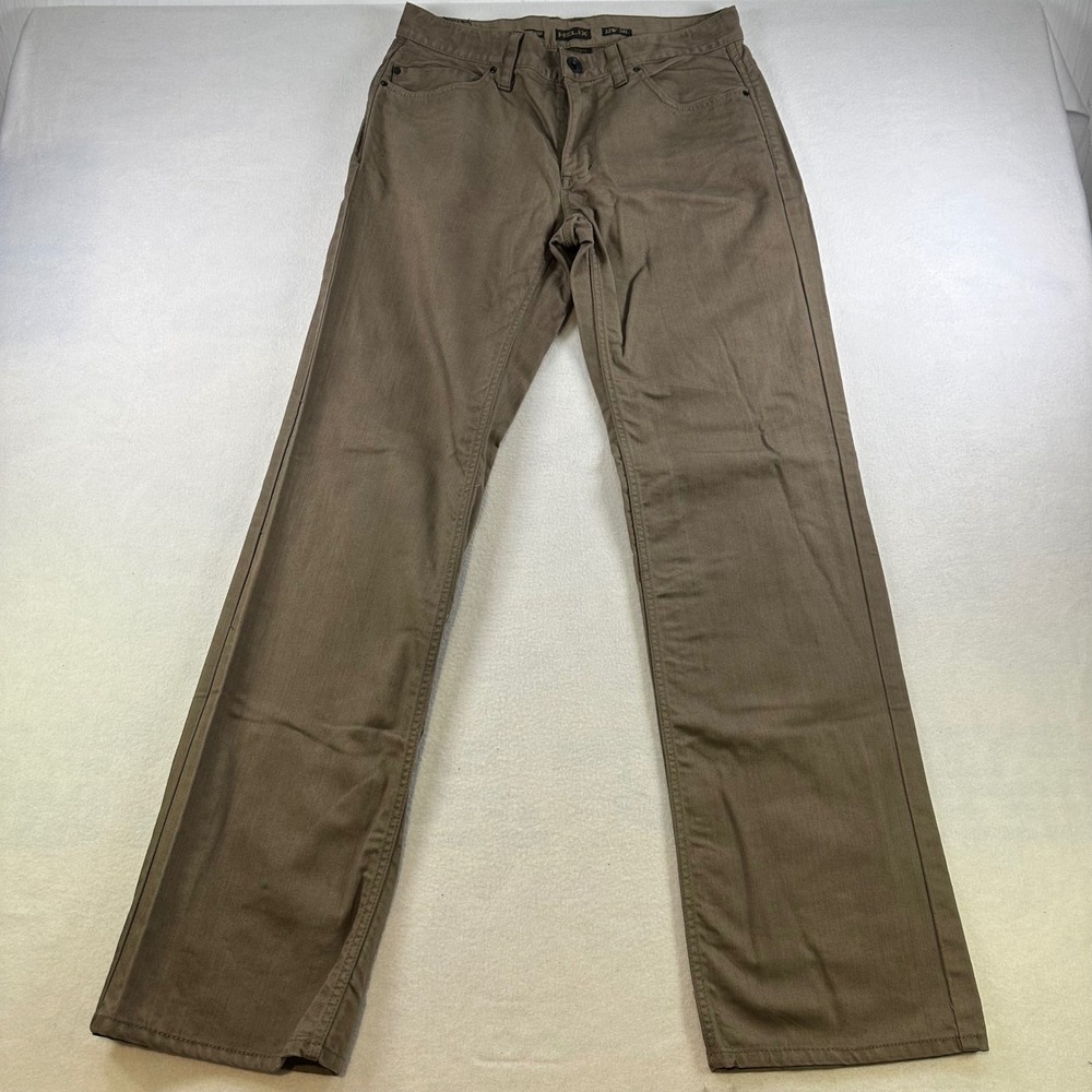 Helix Mens Relaxed Straight Leg Pants Brown Cotton Trousers 32W 34L N56